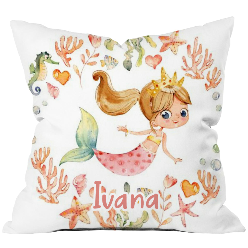 Mermaid Print Name Customize Cushion for Kids and Babies The Purple Tree