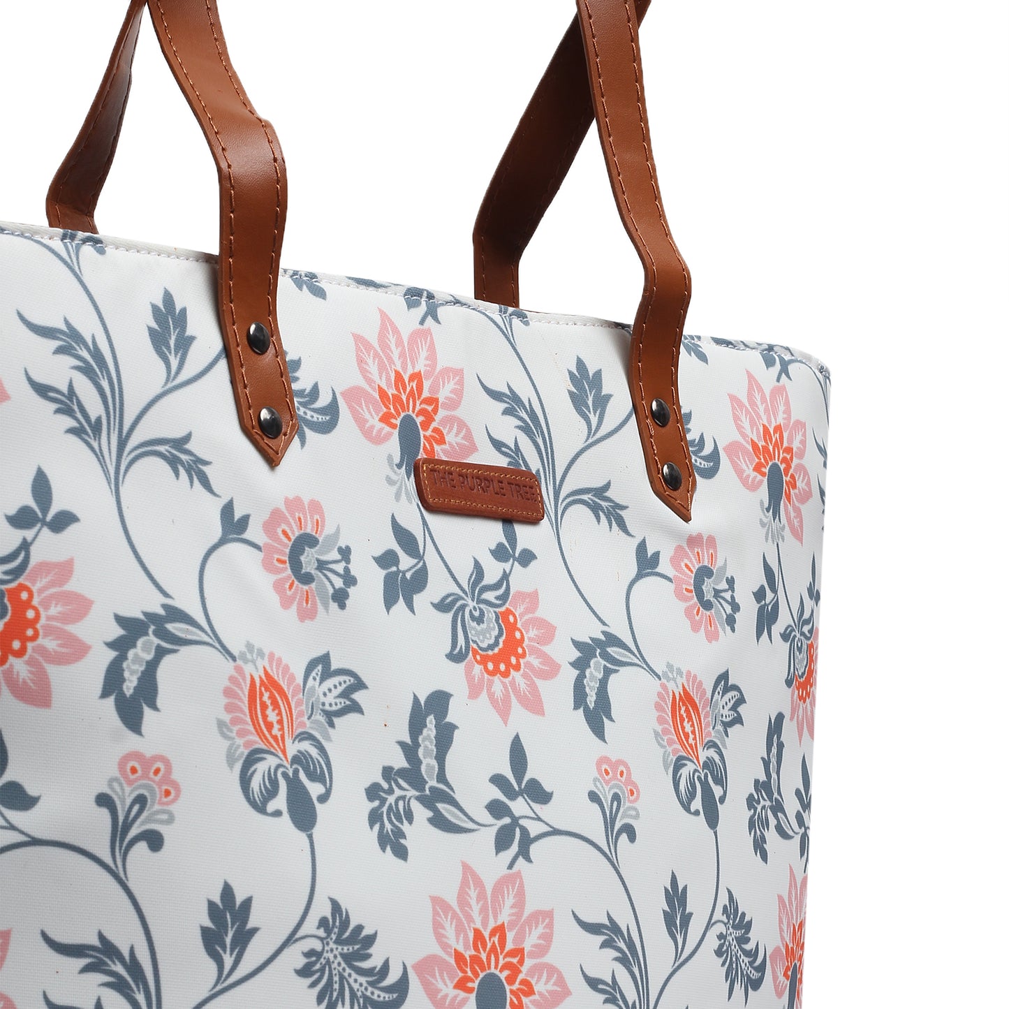 5. Pretty floral tote bag displayed on a chair.