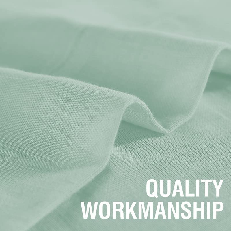 Plain green linen fabric texture, perfect for crafting or sewing projects.