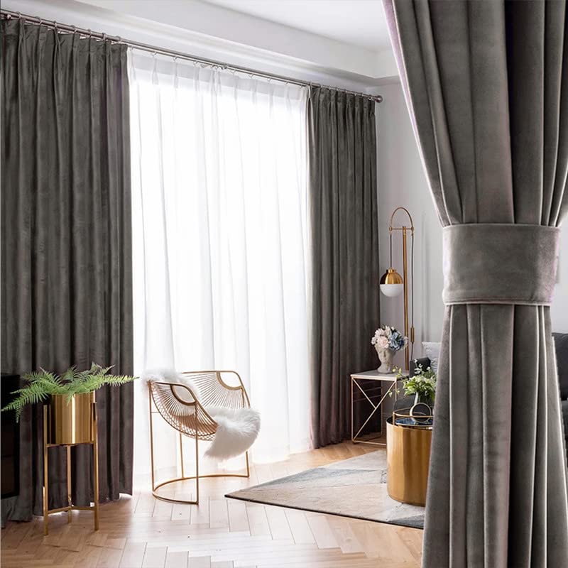 Soft grey velvet fabric with a deep hue.