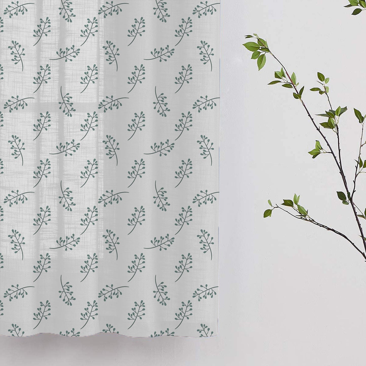  Curtain featuring a stylish green leaf design, perfect for a fresh look.