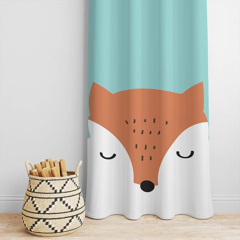 A cute fox curtain with a basket and a basket - a charming decor piece for any room!