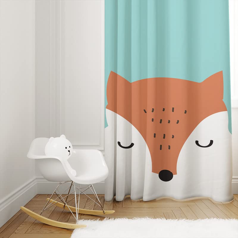 Sweet fox curtain with a basket, perfect for adding a touch of nature-inspired decor to any room.
