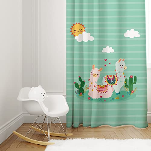  Llama and cactus design curtain, a fun and lively addition to brighten up any room in your home.