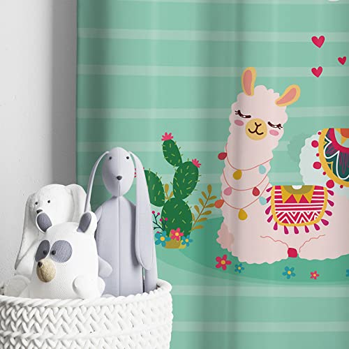 Vibrant curtain featuring llamas and cacti, ideal for adding a playful and unique element to your space.