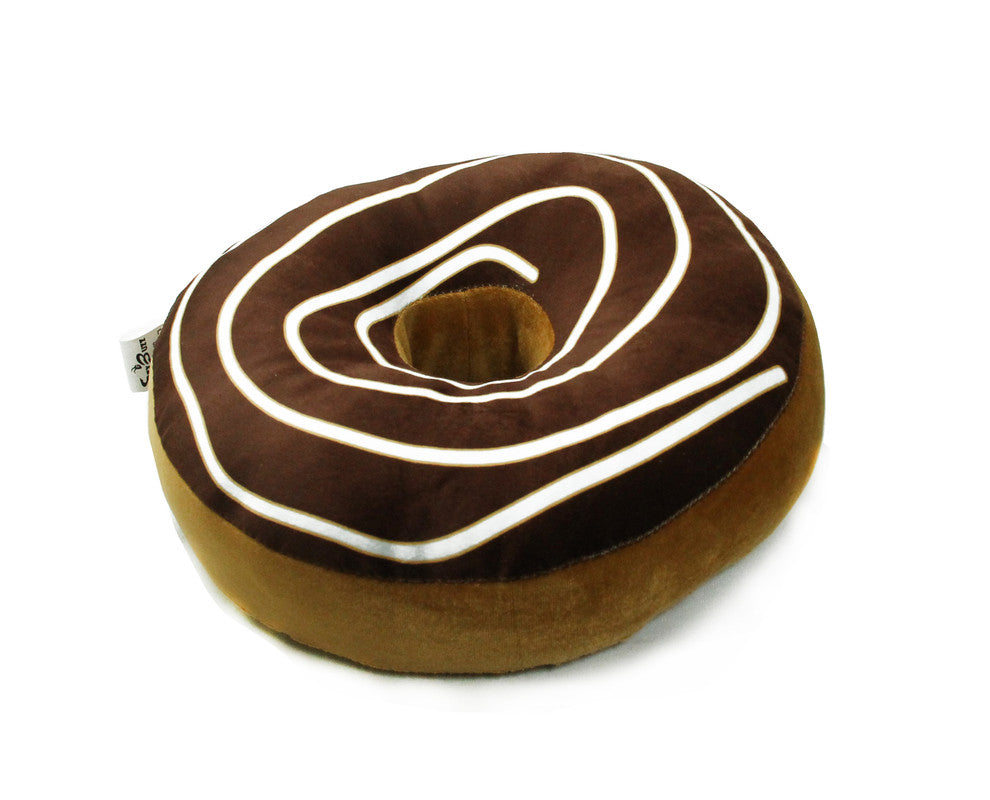 Delicious chocolate donut with swirls of white and brown.