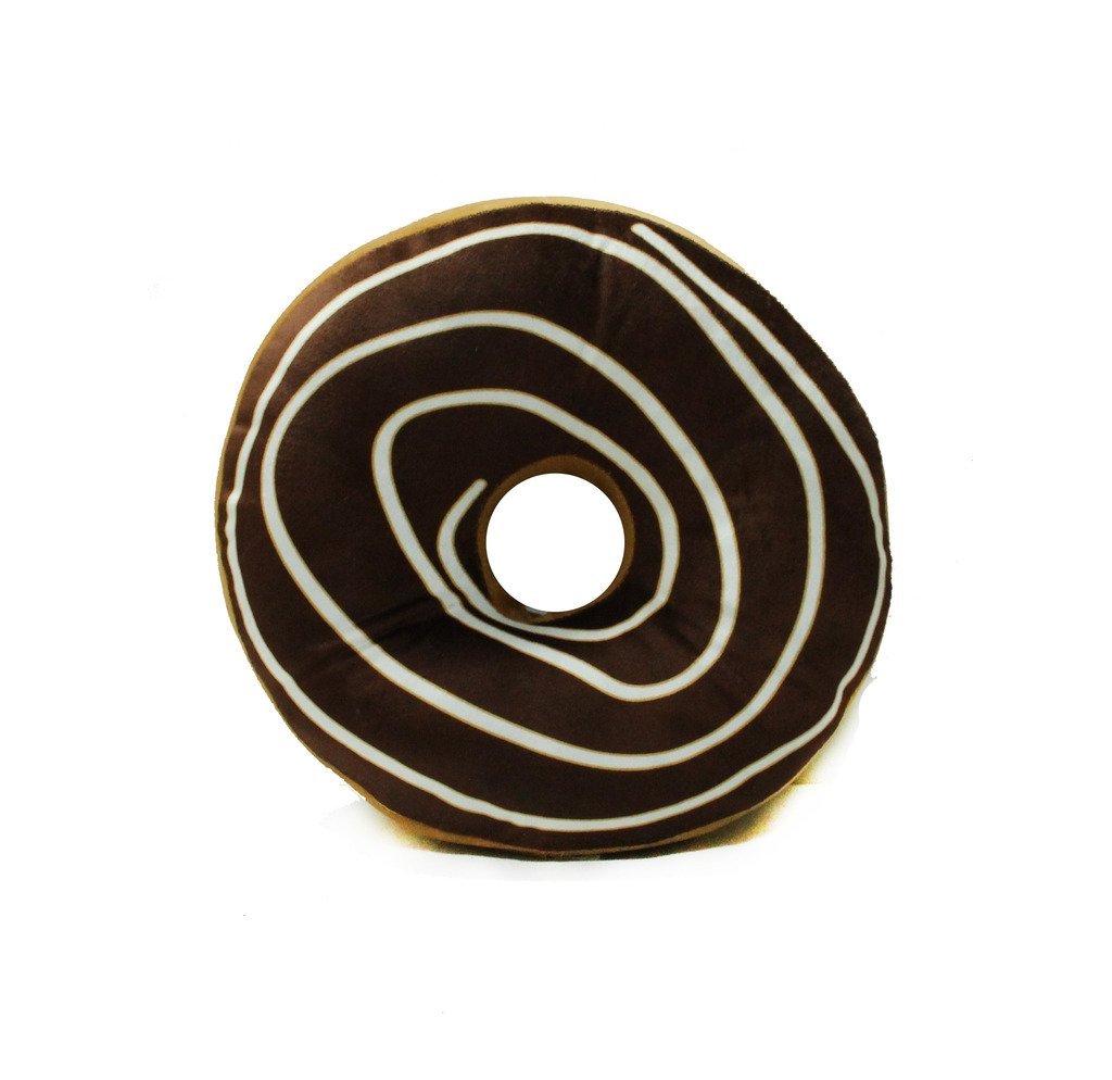 Tempting chocolate donut with a white and brown design.