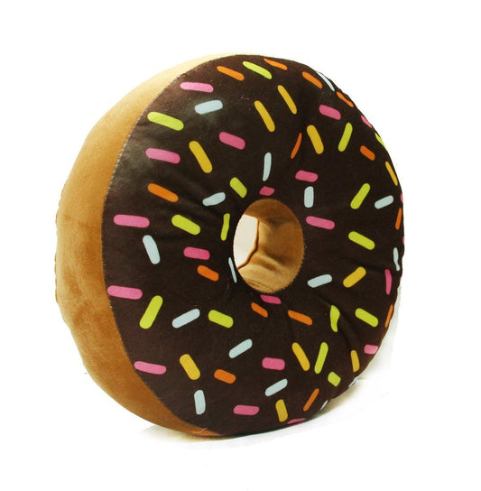 A delicious chocolate donut with colorful sprinkles on top. A sweet treat that's hard to resist!