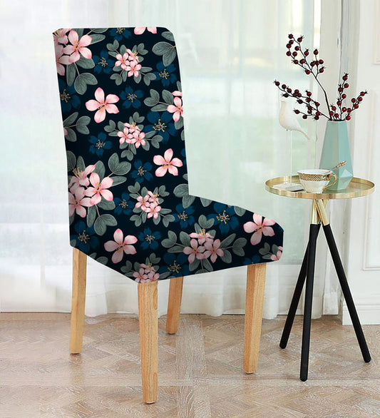 A chair with a colorful floral pattern, adding a touch of elegance to any room decor.