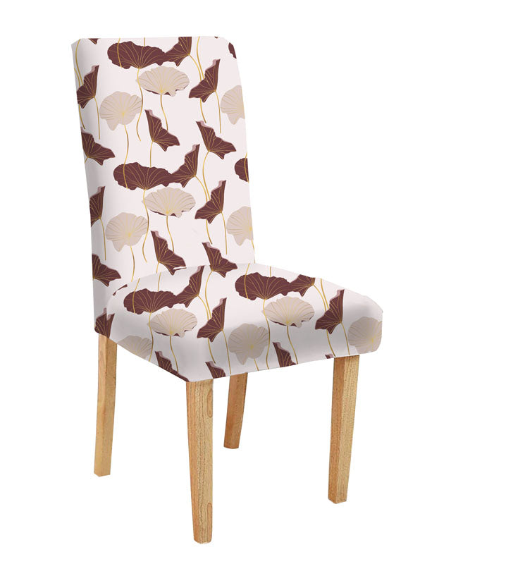 Stylish chair featuring a brown and white intricate design.