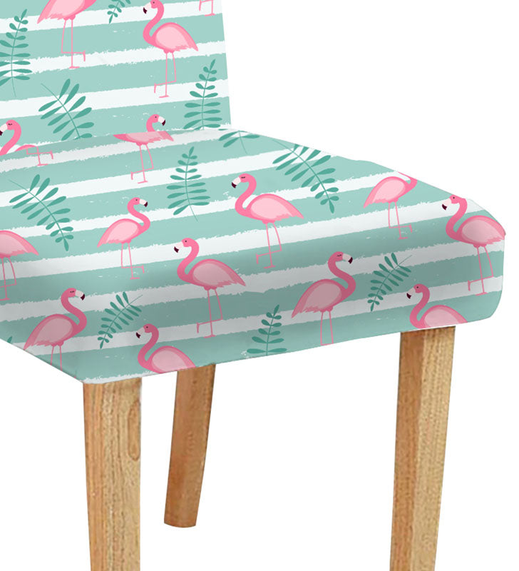 Add a touch of whimsy to your home with a chair adorned in a flamingo print.