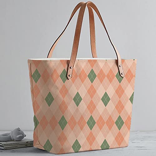 A stylish women's tote bag featuring an elegant argyle pattern, perfect for adding a touch of sophistication to any outfit.