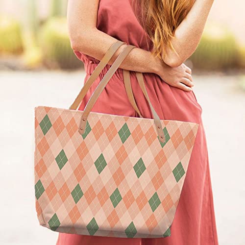 Chic tote bag for women featuring a trendy argyle design, ideal for any occasion.