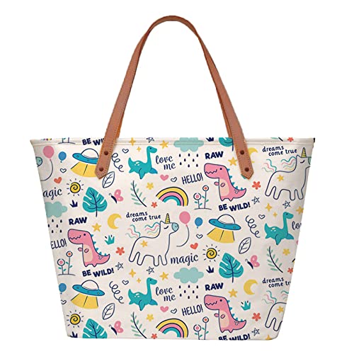 Elegant white tote bag with a delightful unicorn design, adding a playful and enchanting element to your look.