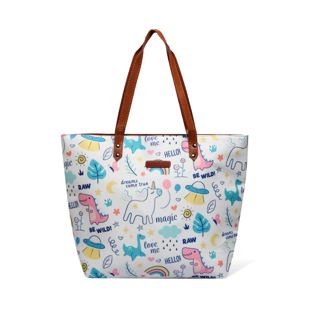 Unicorn-themed white tote bag, a fun and trendy accessory for anyone who loves these mythical creatures.
