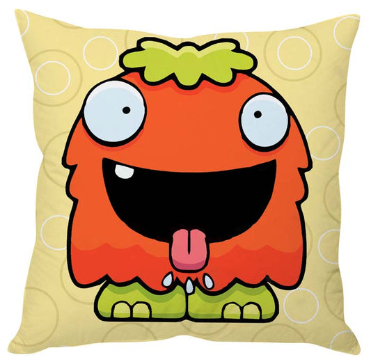 A cute monster pillow with a playful tongue.