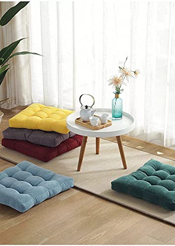 Colorful floor cushions.