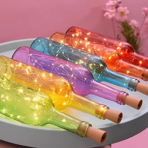 Colorful wine bottles with LED lights, perfect for adding a festive touch to any celebration.