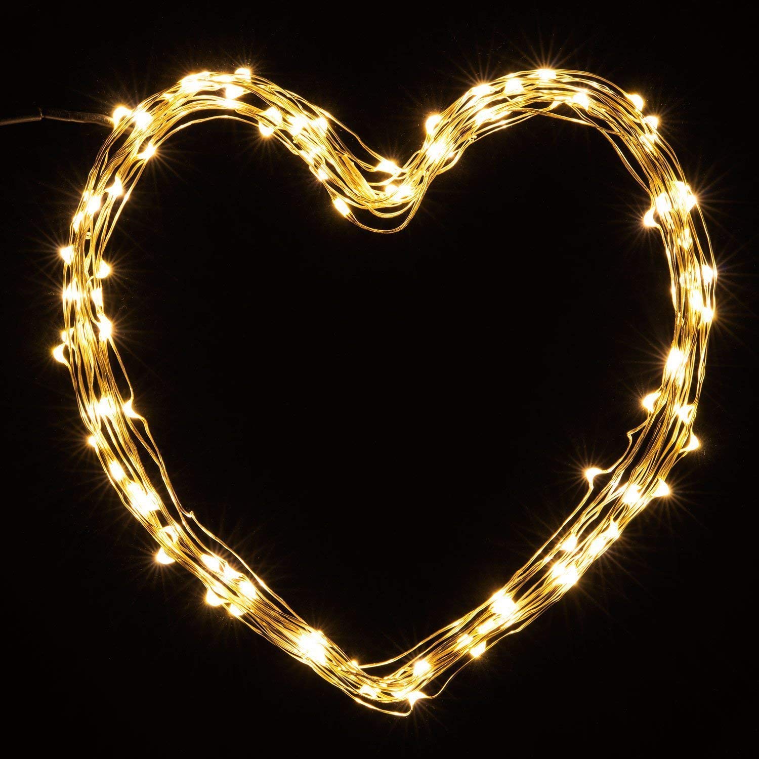 Heart-shaped lights shining brightly, creating a lovely and inviting atmosphere.