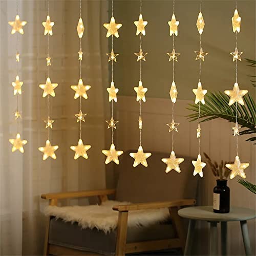 Star-shaped lights hanging from ceiling, adding a touch of magic to the room.