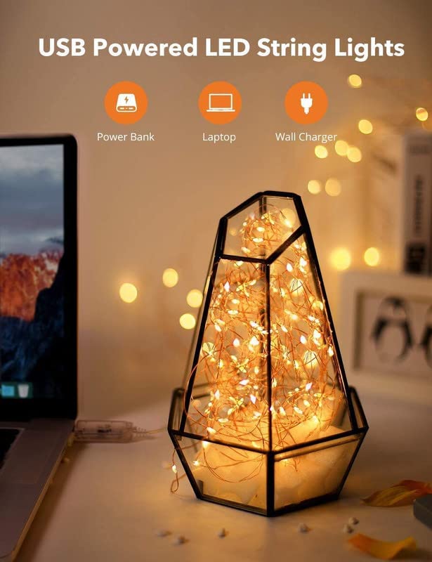 A lamp with USB powered LED string lights