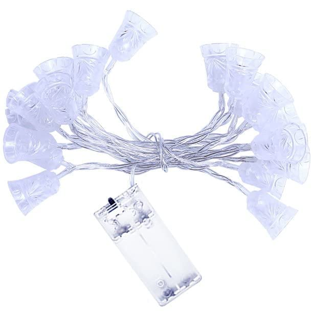 A string of white lights with a tag attached