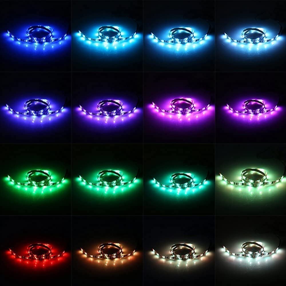 A 16v LED strip light showcasing a variety of color options.