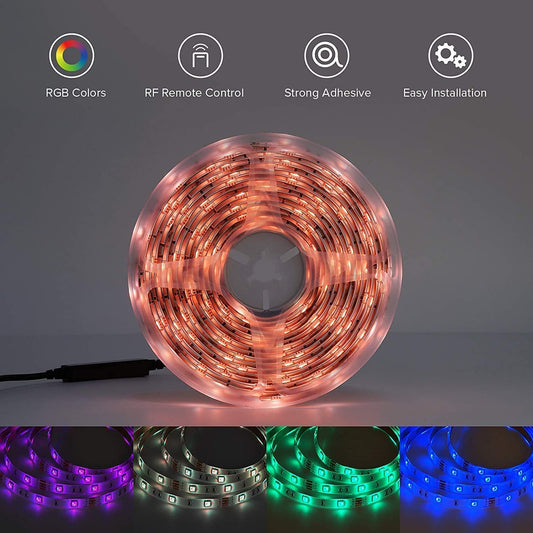 A LED strip light with various colors.