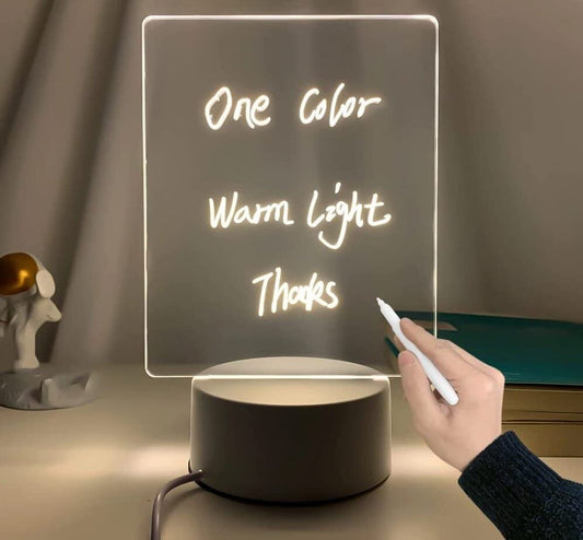 LED lamp emitting warm light, perfect for message boards, with USB charging capability.