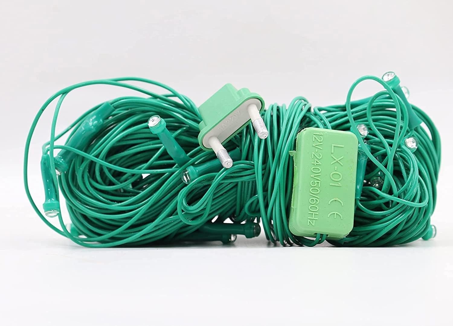 Green wire with electrical plug.
