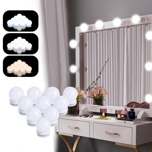  A vanity with a mirror and light bulbs, perfect for getting ready in the morning.
