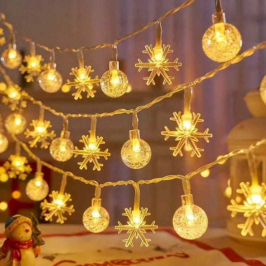 Crystal Ball and Snowflake String LED Lights