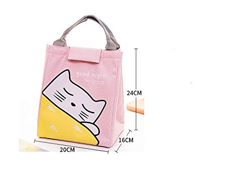 Cute cat print lunch bag dimension view