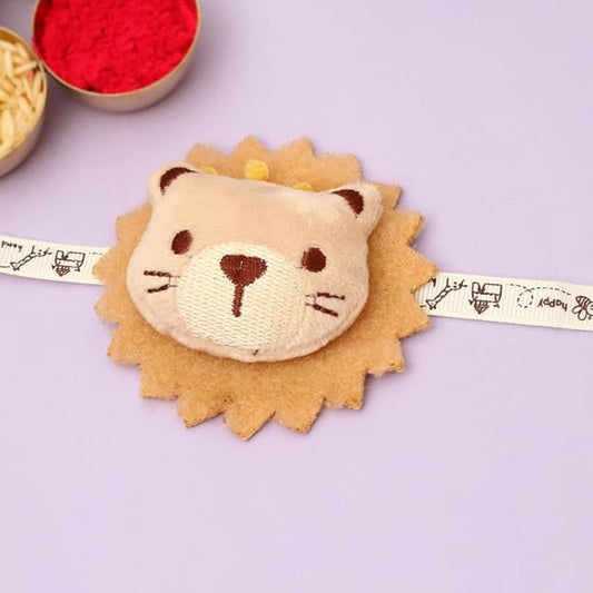 Cute lion face Rakhi, ideal for children's parties or imaginative playtime.