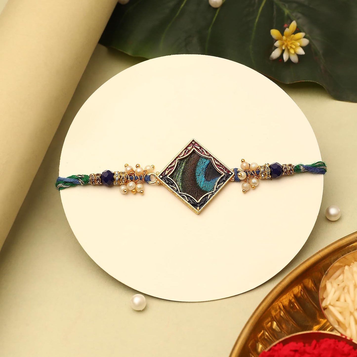 Peacock-inspired bracelet, highlighting a stunning design with colorful feathers and elegant details.