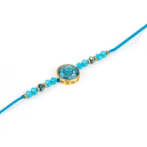 Fashionable Rakhi featuring gold medallion