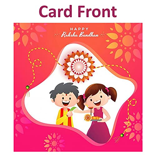  Front of a Raksha Rakhi card with traditional design and vibrant colors.