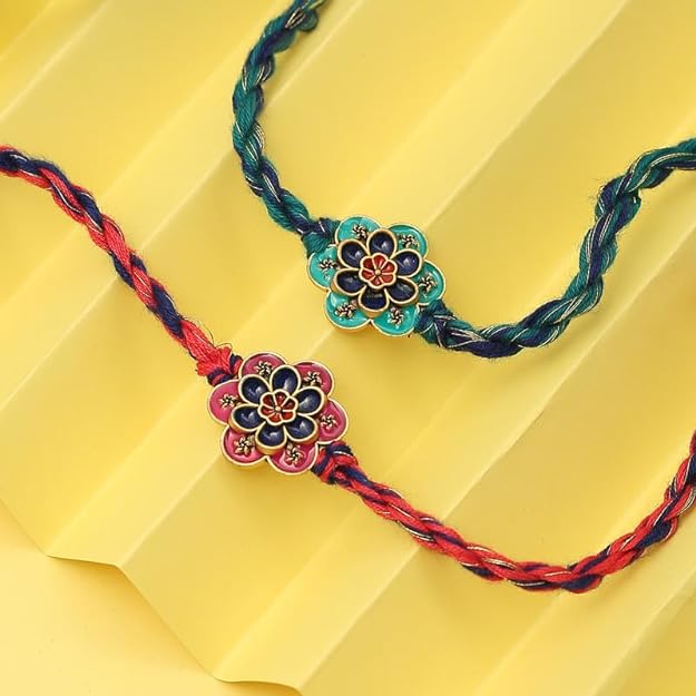  Colorful rakhi  with lovely flower designs, perfect for the festive occasion.