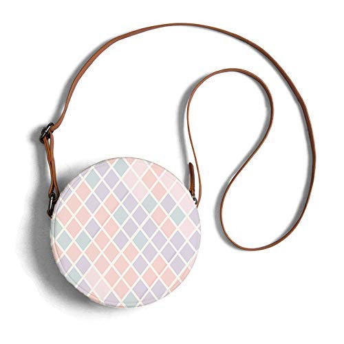 Round sling bag with diamond prints in pastel color overview