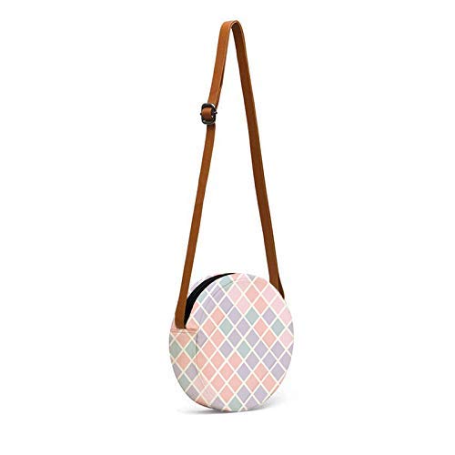 Round sling bag with diamond prints in pastel color long view