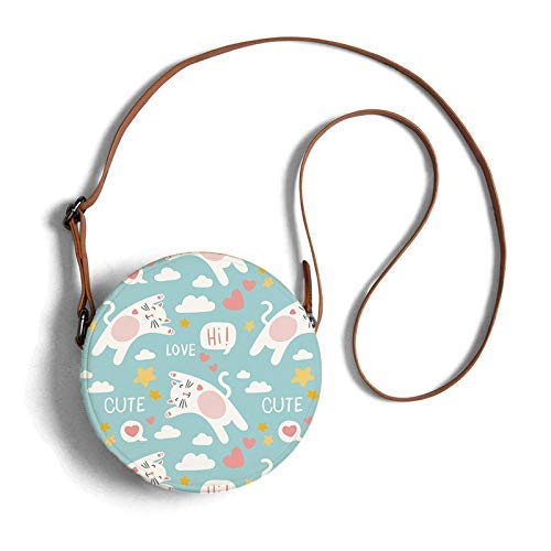 Round sling bag with cute cat prints overview