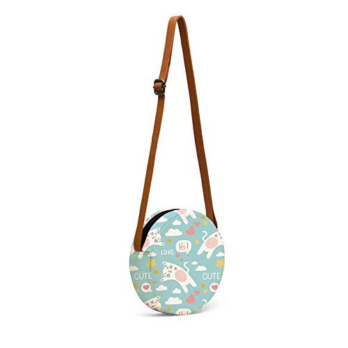 Round sling bag with cute cat prints long view