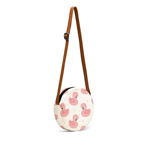 Round sling bag with cute pink duck prints long view