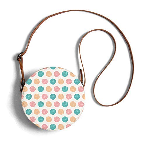 Round sling bag with cute round pattern in pastel color overview