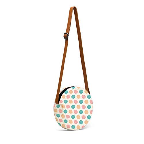 Round sling bag with cute round pattern in pastel color long view