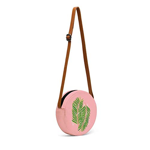 Round sling bag summer vibes print in pink long view