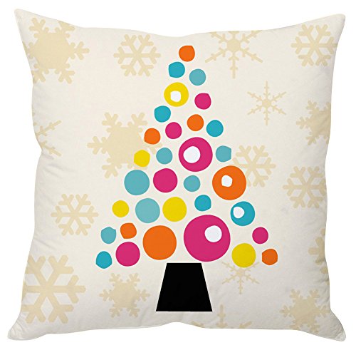 A festive Christmas tree pillow adorned with vibrant polka dots, adding a cheerful touch to holiday decor.

