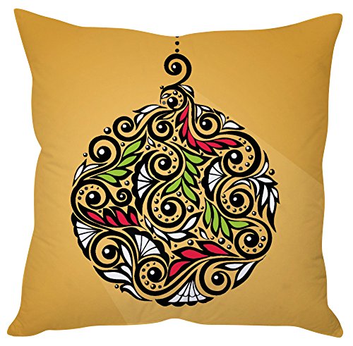 A decorative pillow featuring a festive Christmas ball design, adding a seasonal touch to any home decor.

