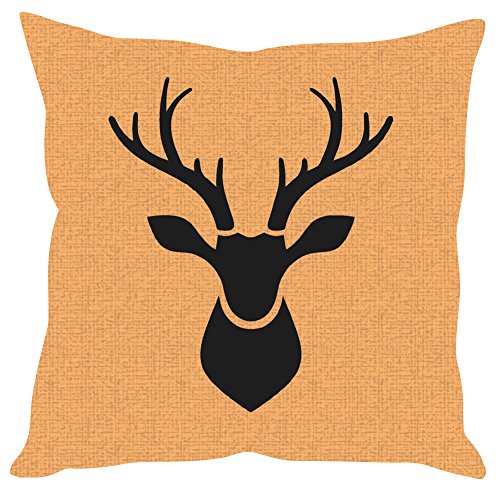 A cozy pillow featuring a stylish deer head design, perfect for adding a rustic touch to your decor.

