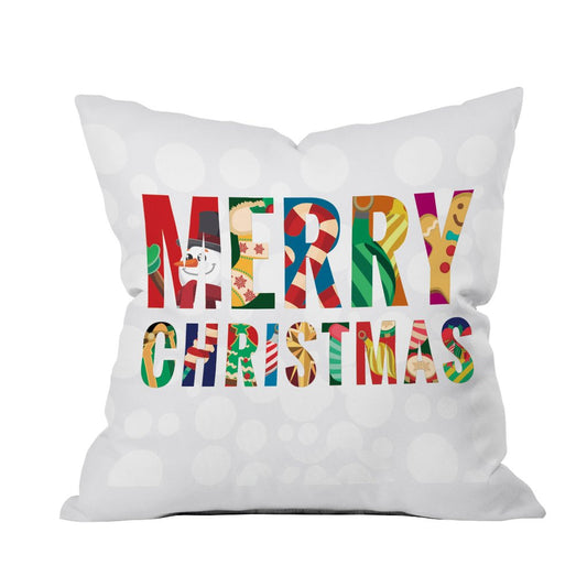 Merry Christmas throw pillow featuring festive designs, perfect for adding holiday cheer to your home decor.

